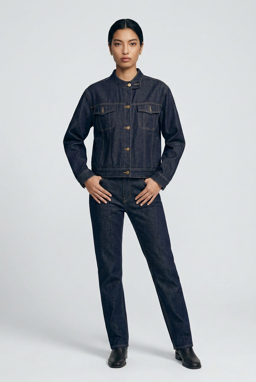 Indigo Racer Denim Jacket(Navy)