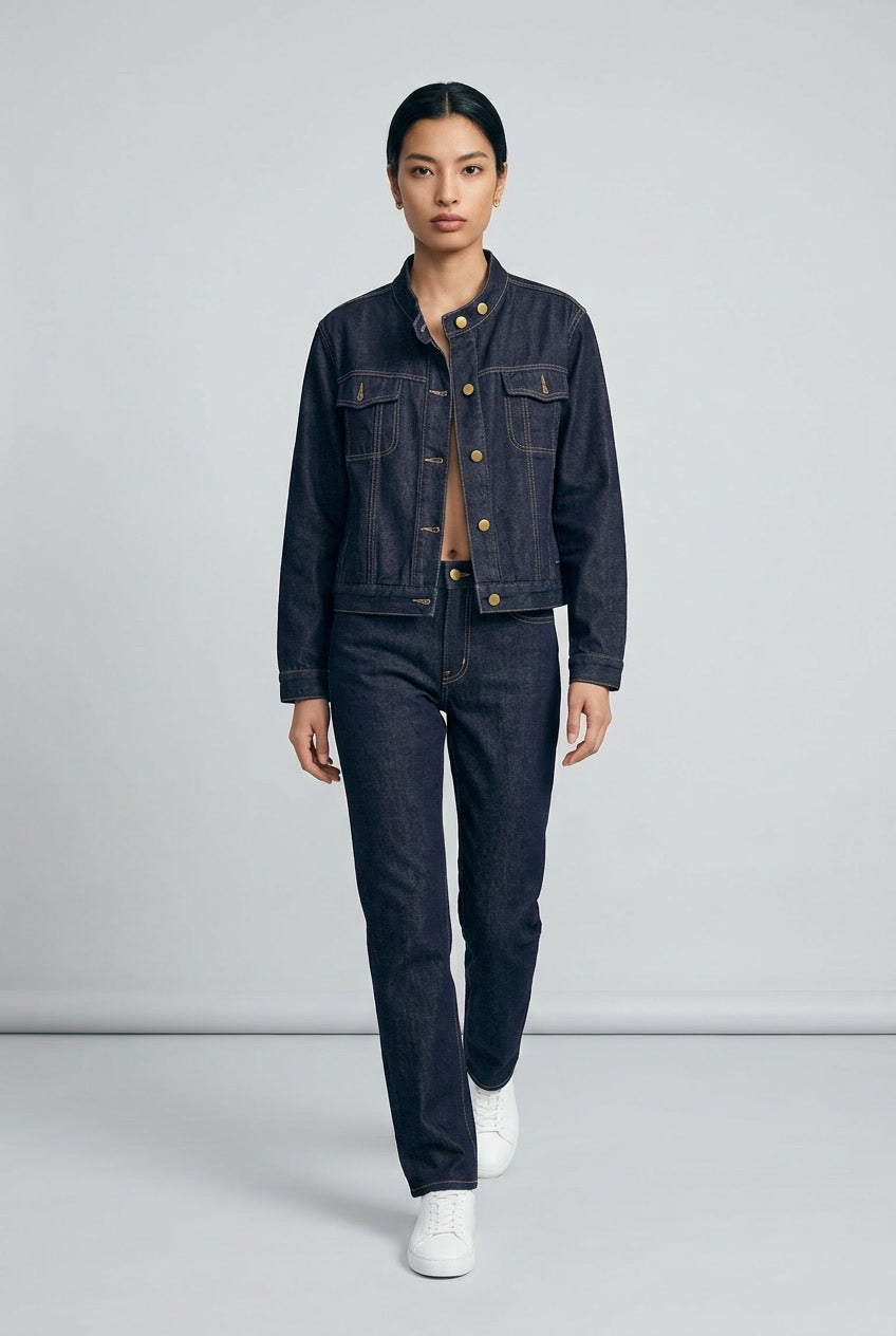 Indigo Racer Denim Jacket(Navy)