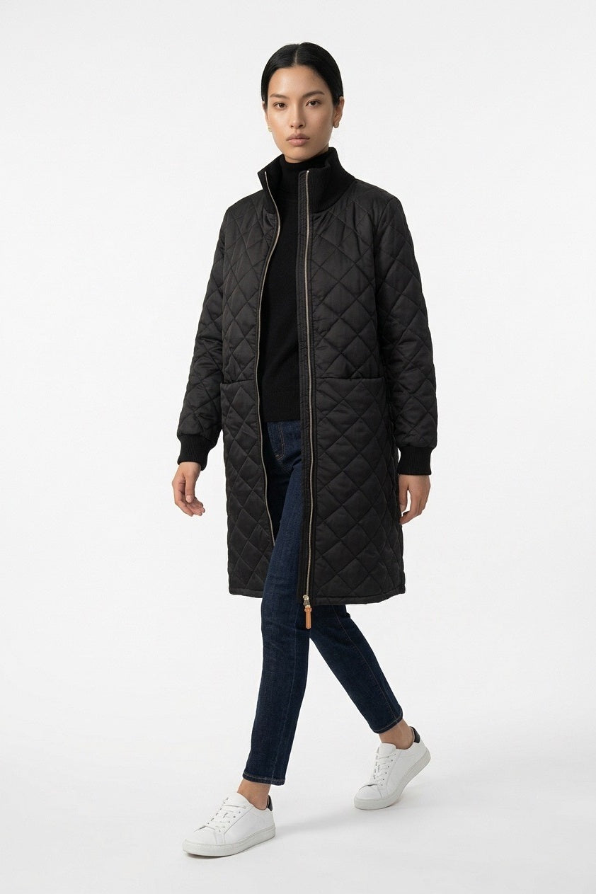 Black Junction Bomber Jacket – walking, worn open