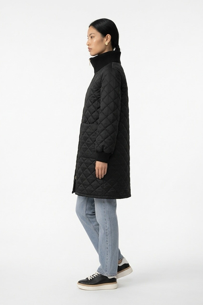 Black Junction Bomber Jacket – side view showing the mid-length fit