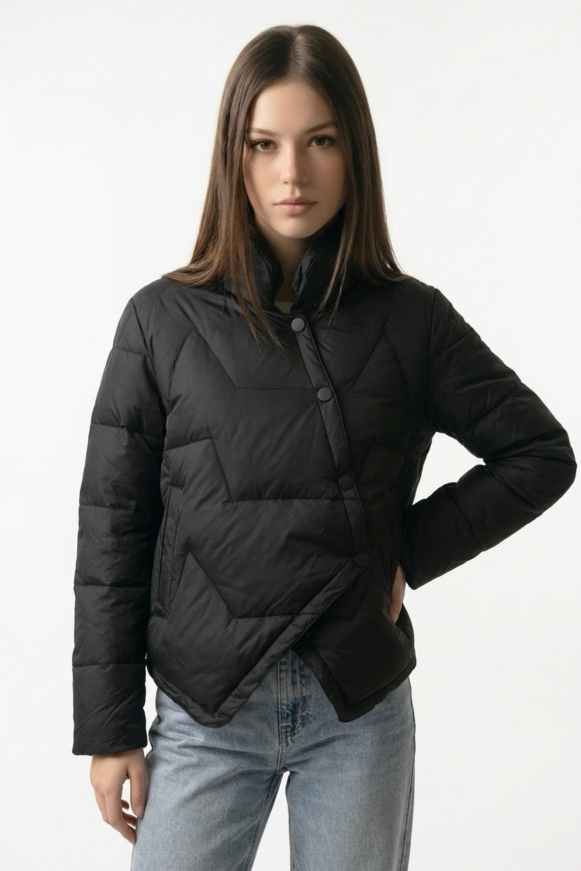 Black Diamond Light Down Jacket – front view showing the inverted-triangle panels