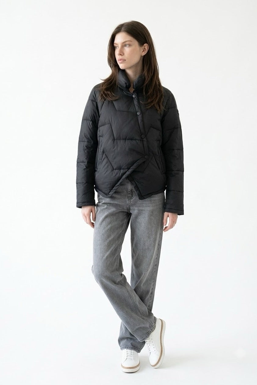 Black Diamond Light Down Jacket – full-length side glance, cropped slim shape