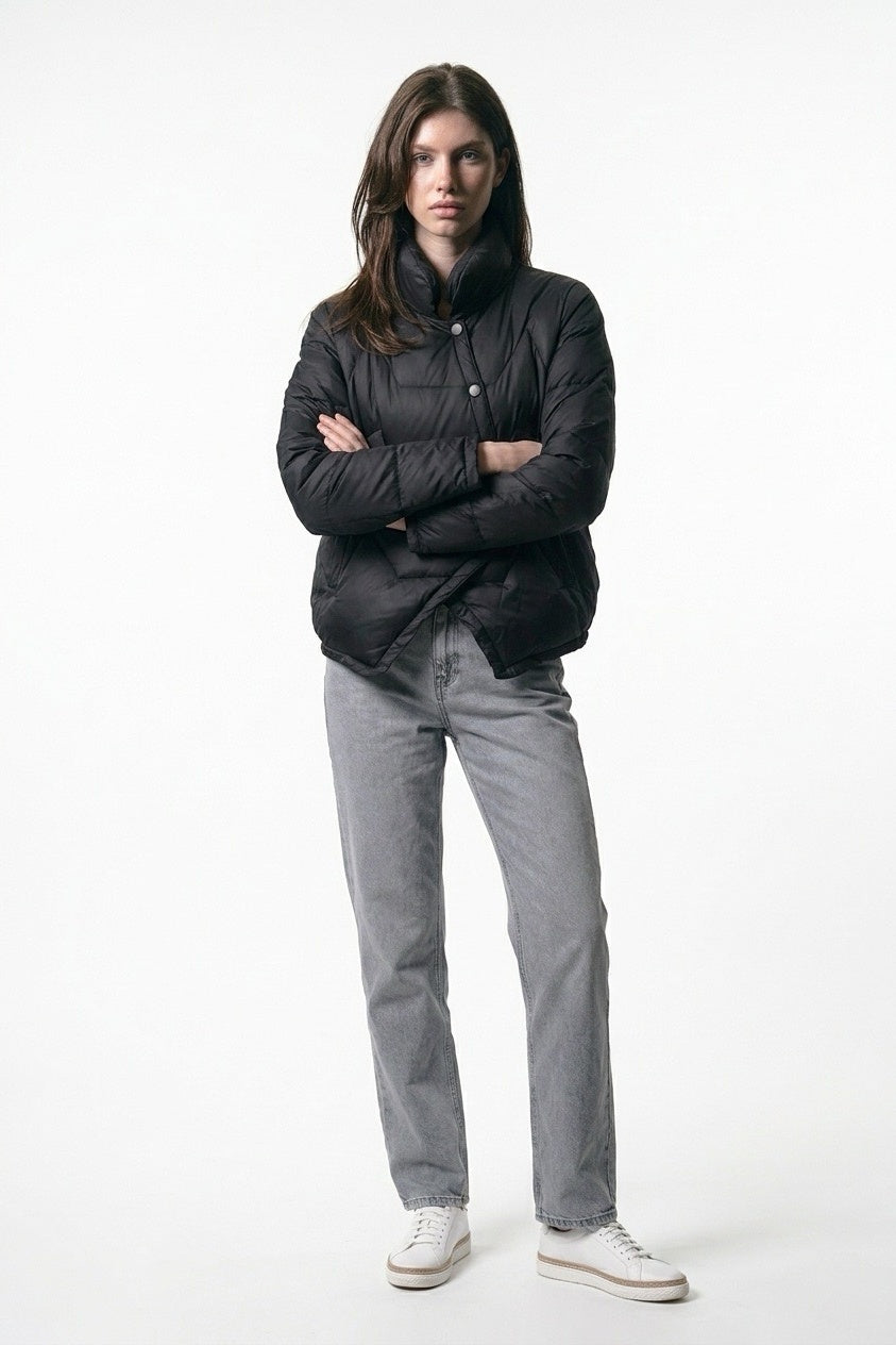 Black Diamond Light Down Jacket – full-length with arms crossed