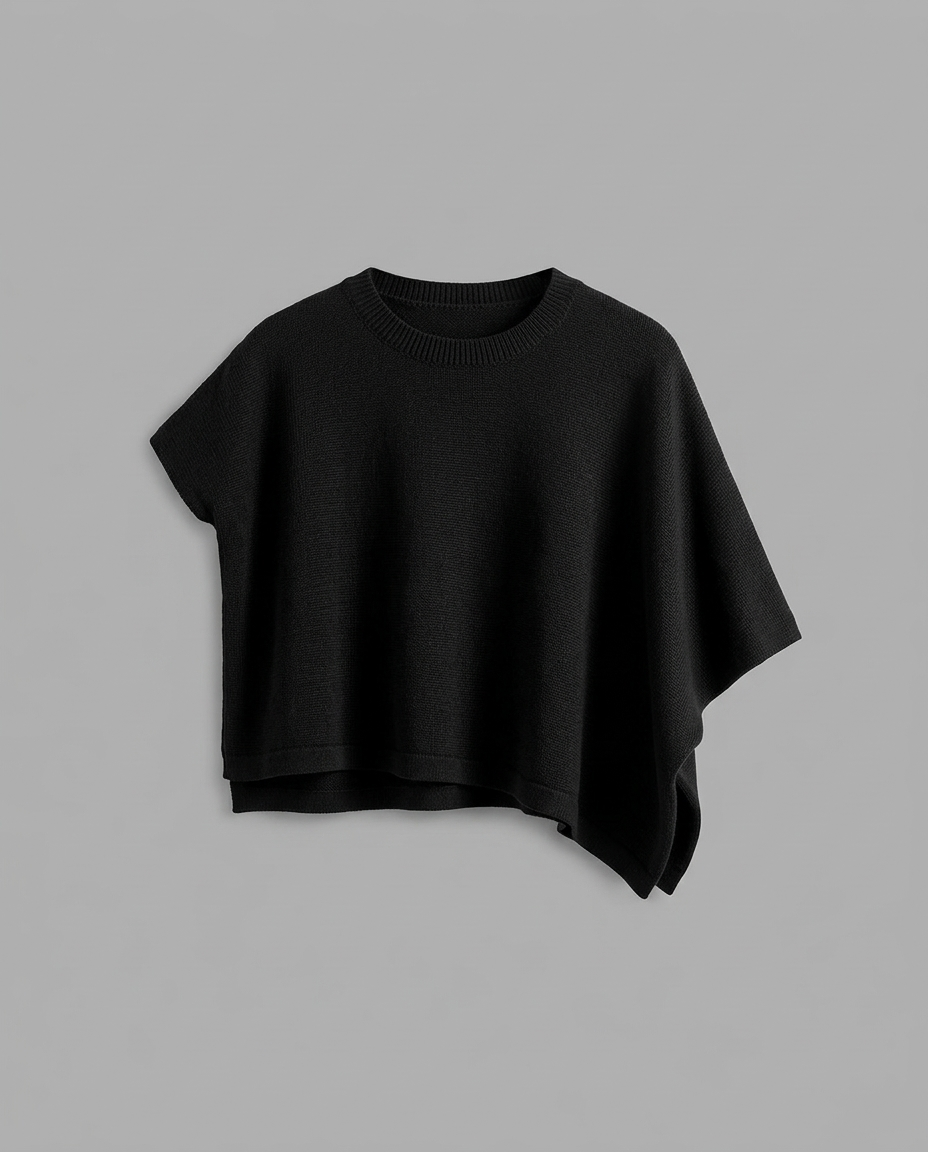 TK00022_Irregular Black Knitted Vest