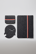 Charcoal felt laptop sleeve, organizer pouch and ghost mousepad set