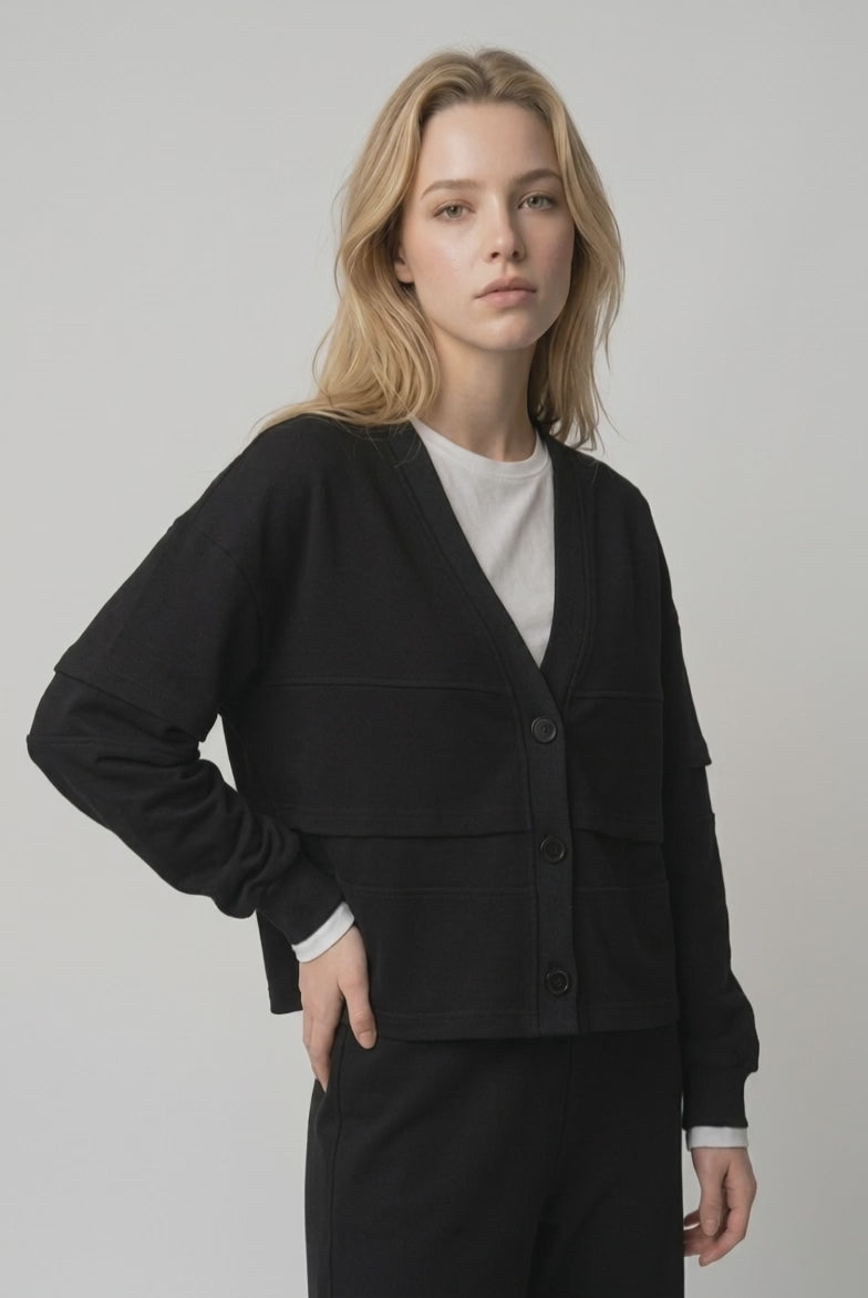 Cotton Jacket with layered Raffle